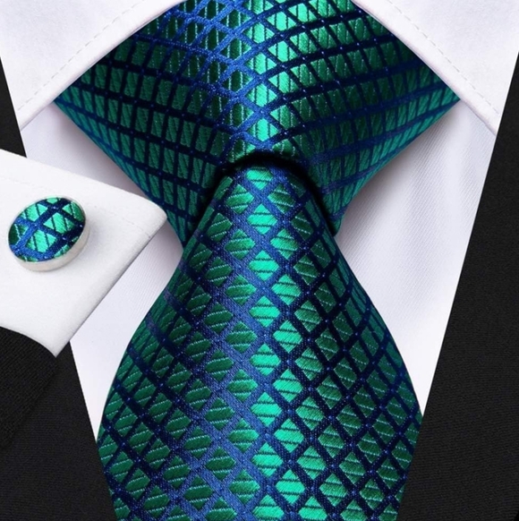 NEW! Peacock Blue and Green Neck Tie Set - Picture 4 of 4